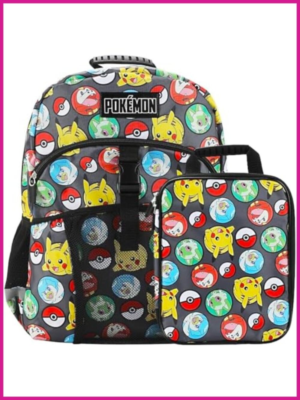 Pokemon Kids 16-Inch Backpack and Utility Case Set Padded Straps Polyester